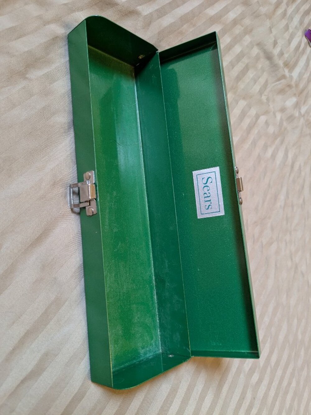 Vintage Sears Green Metal Socket Tool Box Case (11" x 3")